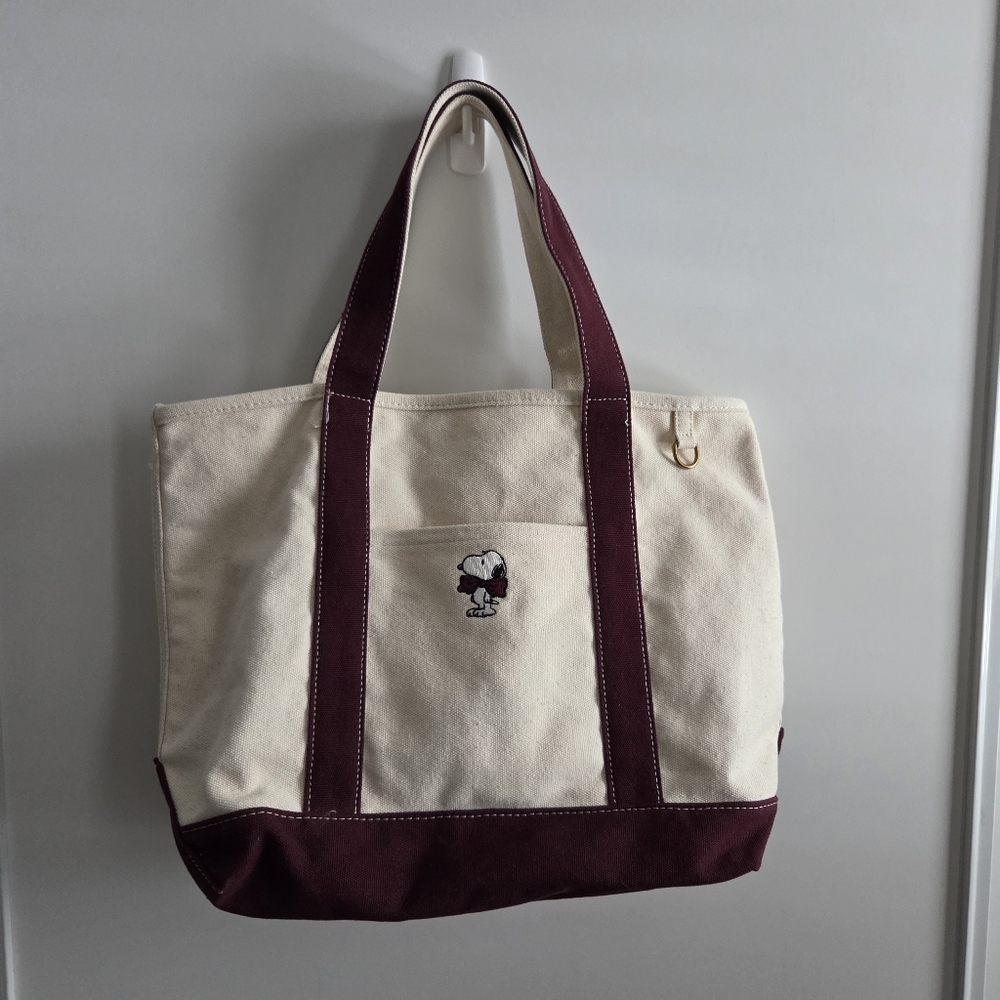 American Eagle Cotton Canvas Snoopy Bow Tote Bag